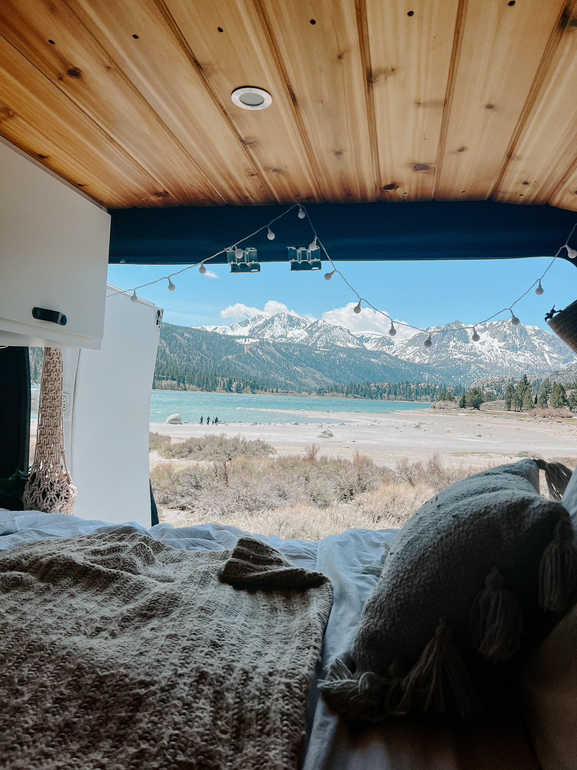 vanlife bedroom lake views
