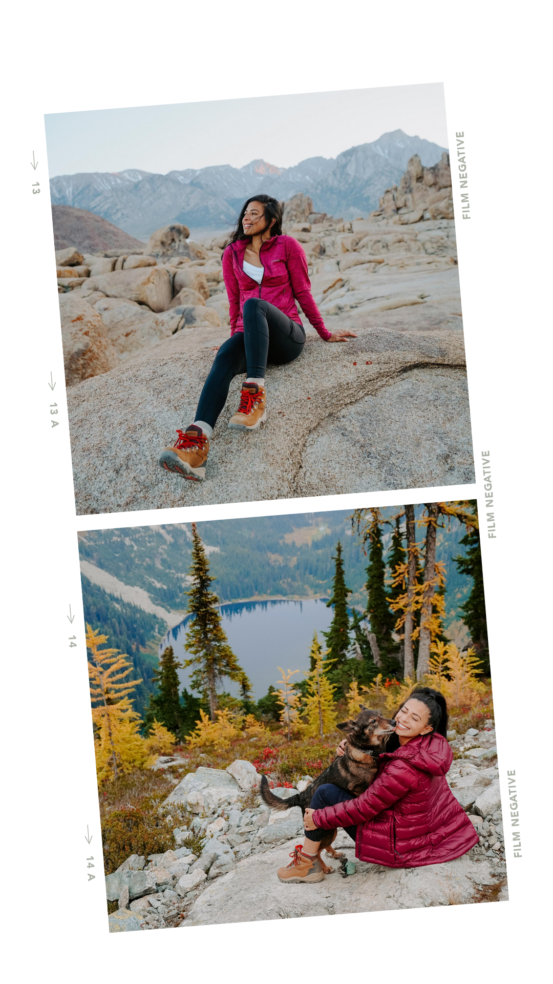 Adventure content creator sitting on rocks near hiking trail