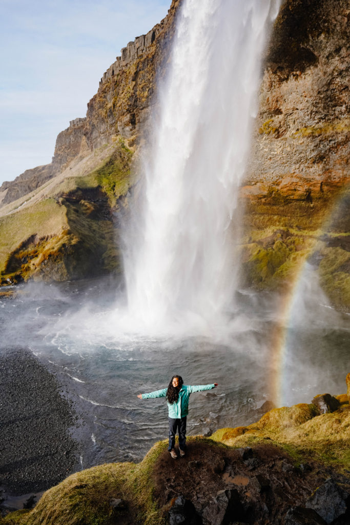 Behind Seljalandsfoss waterfall in Iceland