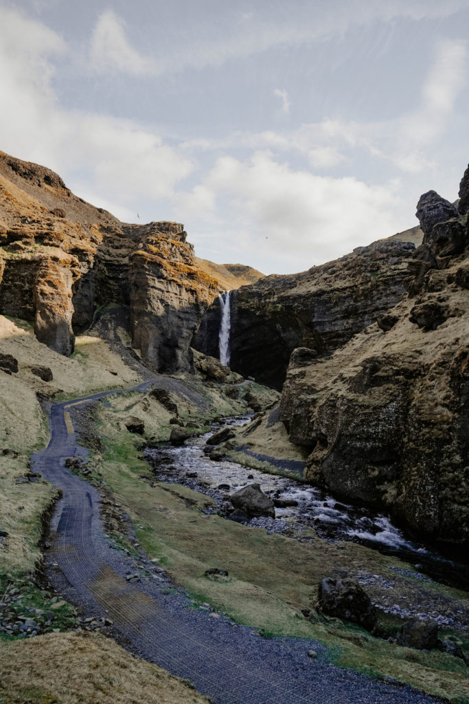 Waterfall between canyon 