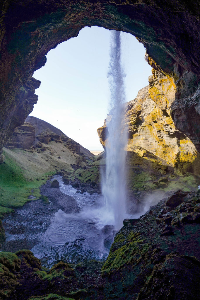 behind Kvernufoss waterfall Iceland