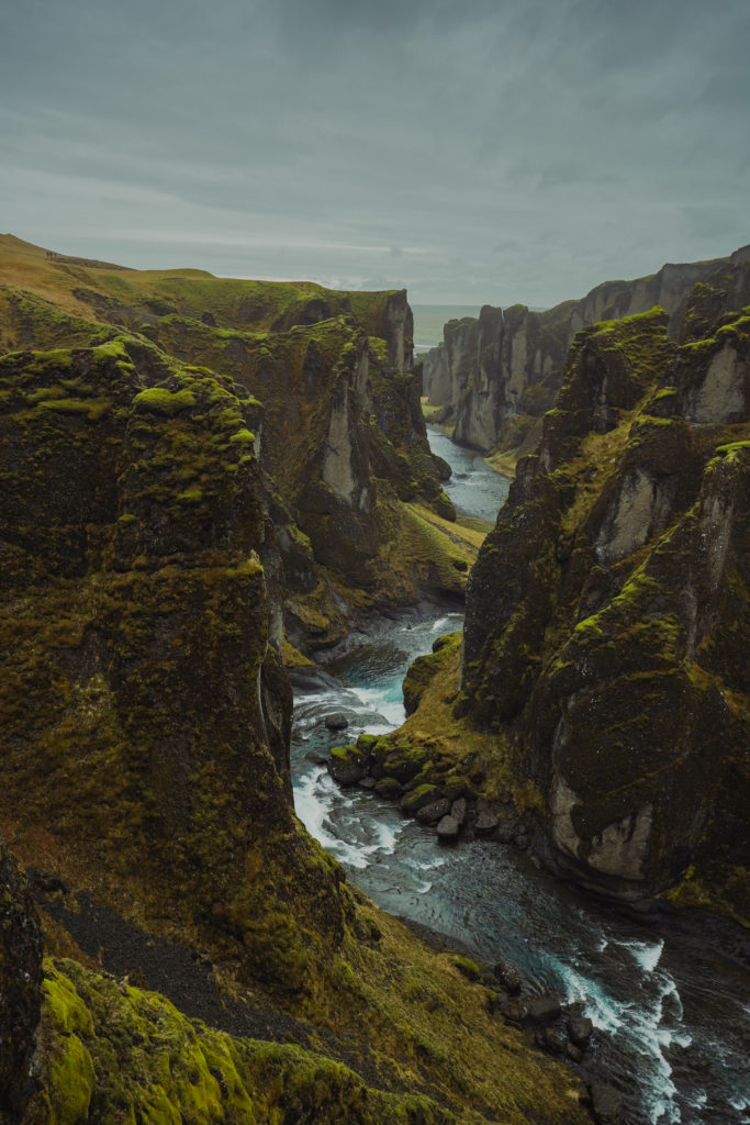 Fjaðrárgljúfur Canyon on a goomy day