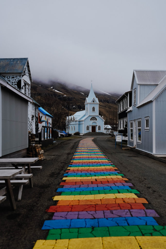 Rainbow street in Iceland 