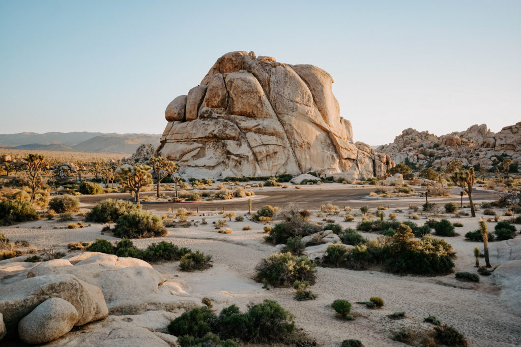 Hidden Valley Trail Joshua Tree National Park during sunset