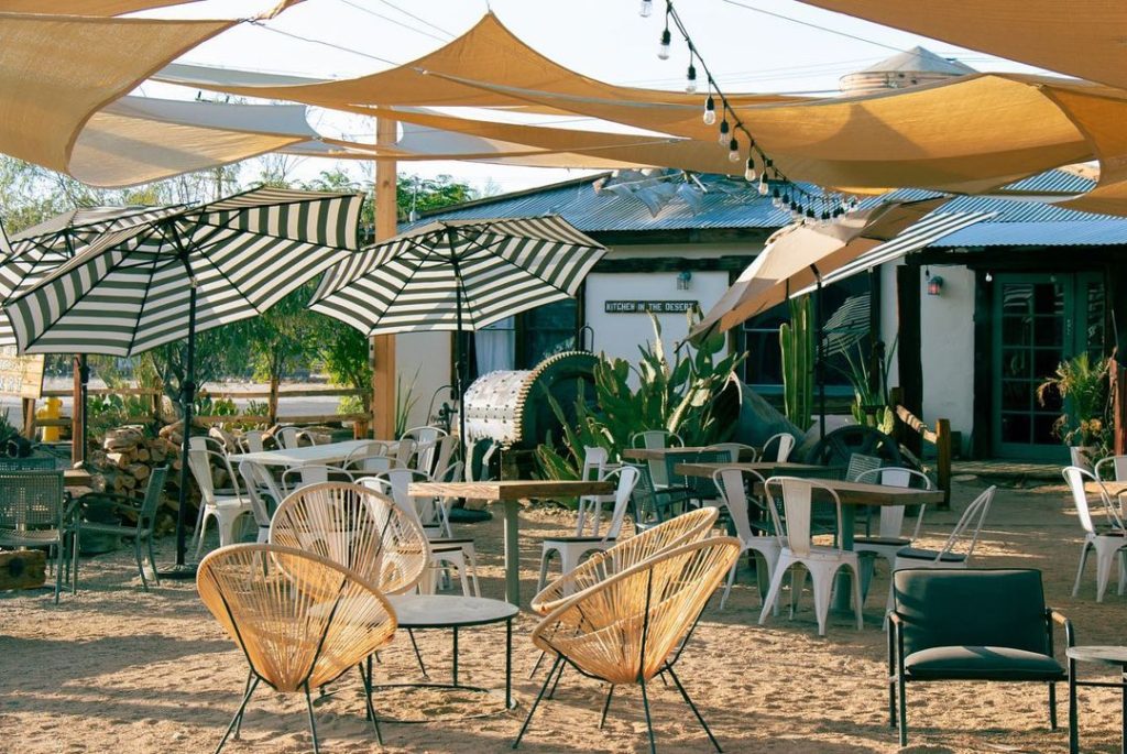 Outdoor seating in kitchen in the desert