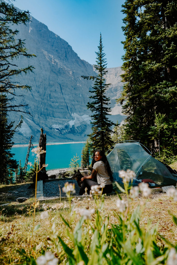 tent site overlooking an alpine lake in Canada