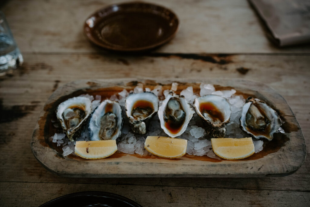 local oysters served with lemon