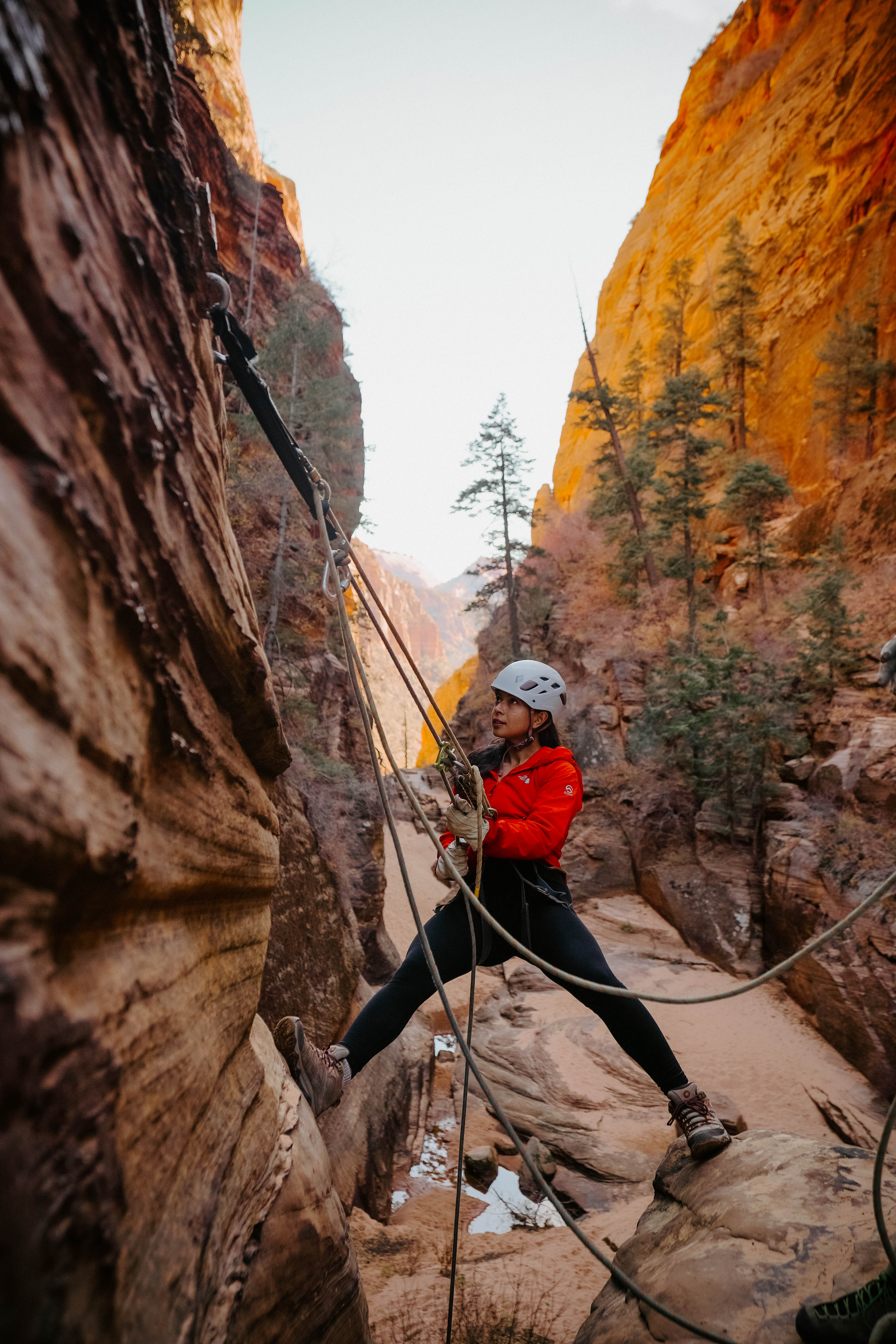 canyoneering in Zion winter