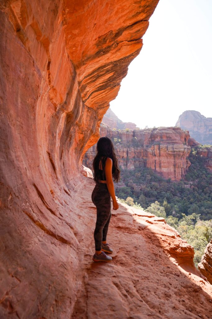 female hiker on Subway cave hike in sedona