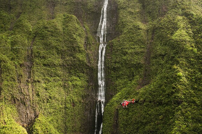 waterfall view from helicopter