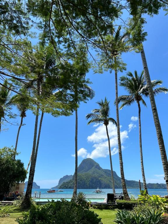 Mountain and beach view from the pool