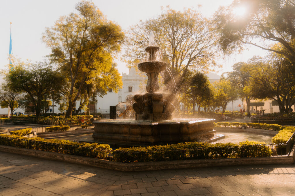 Plaza in Antigua during sunrise